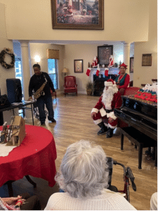 To finish up the week, we had out annual Cookies with Santa. Residents enjoyed some smooth tunes performed by Rodney Connor while enjoying some sweets. Did we mention that Santa paid us a visit as well?! Stay tuned for a collage of pictures of the residents with Santa!