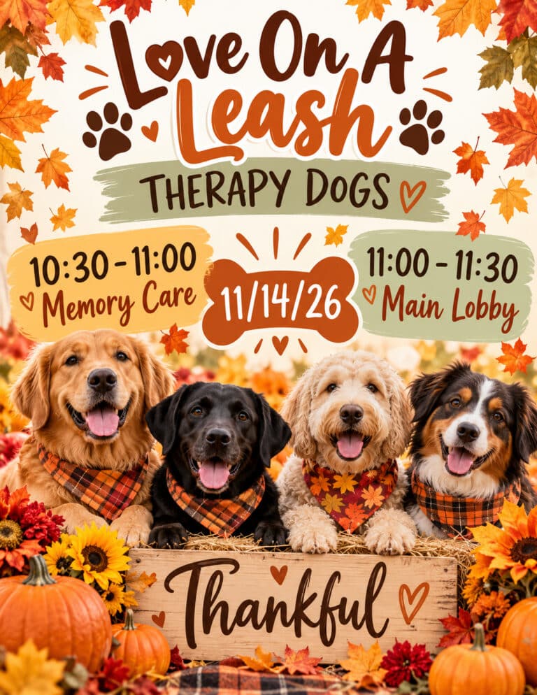 Therapy dogs bring puppy love and smiles to Knollwood this November!